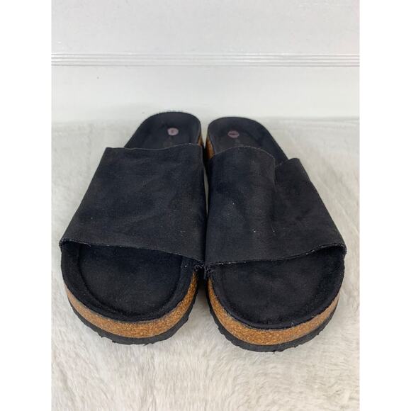 Jolimall Womens Black Suede Cork Slip-On Sandals Size 8 - Picture 2 of 9